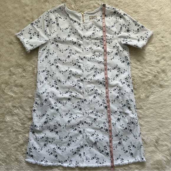 Current/Elliott Dress The Fray Edge Shift Mini Sugar Viney Floral White Blue 3 - Picture 11 of 13